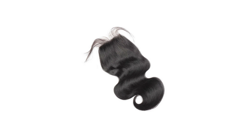 Black hair extension on a white background