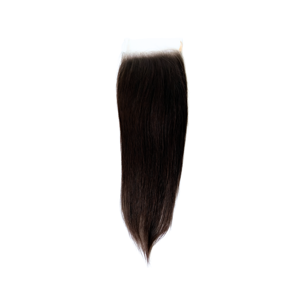 Dark brown hair extension on a white background